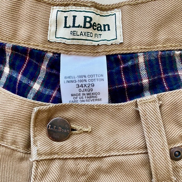 ll bean flannel lined khakis